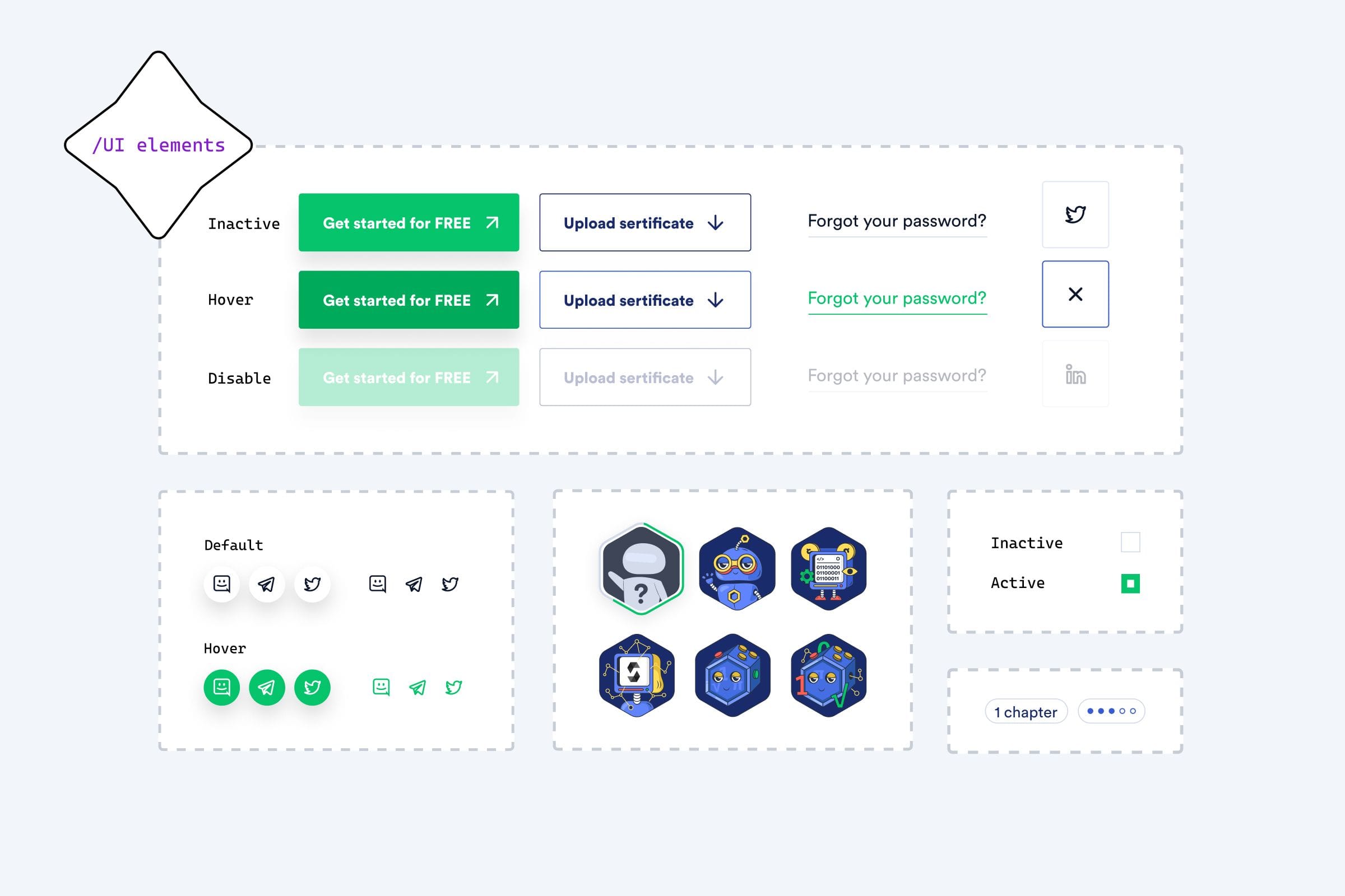 UI elements for the blockchain learning platform
