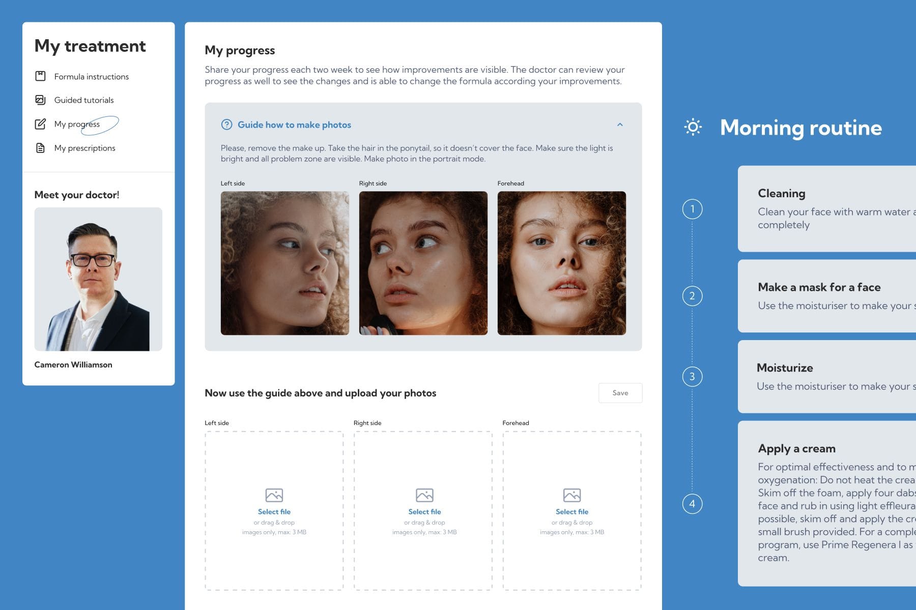 personal account on the skincare platform