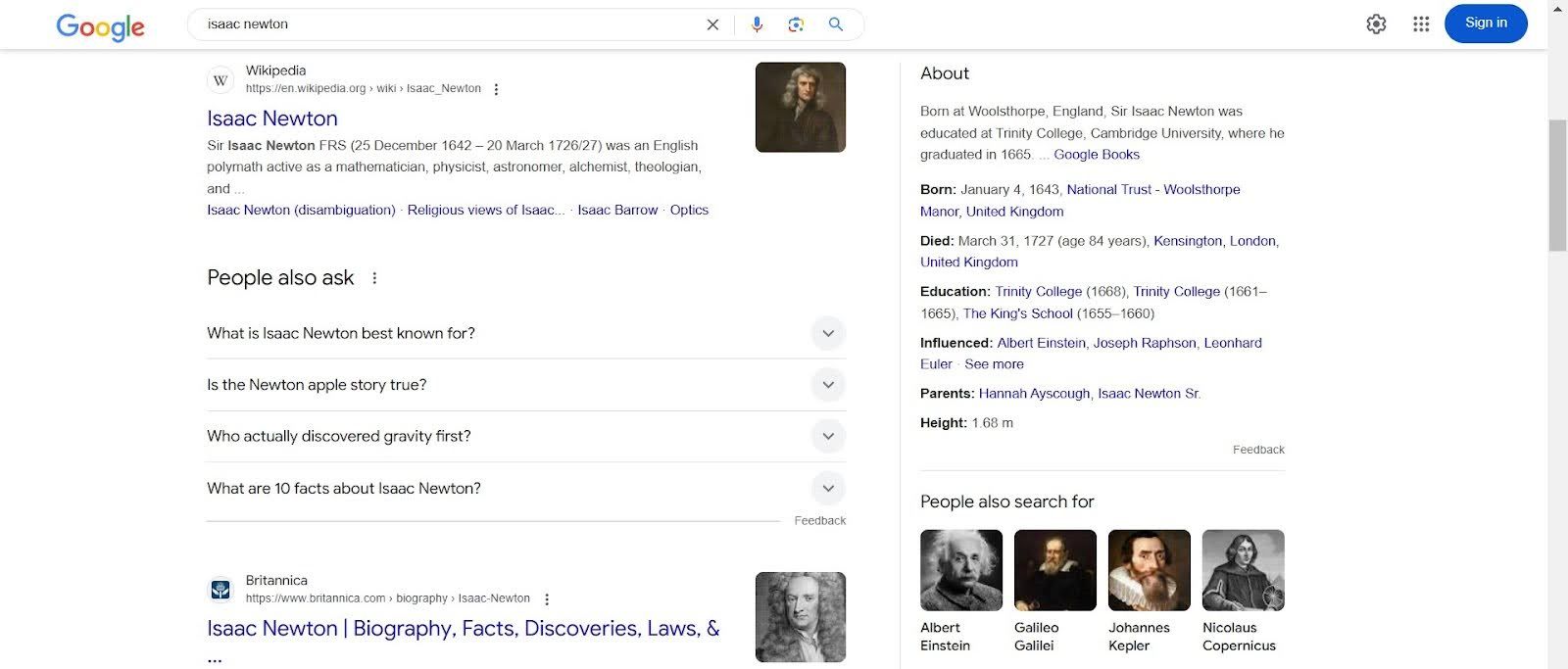 Example of knowledge graph-based knowledge 